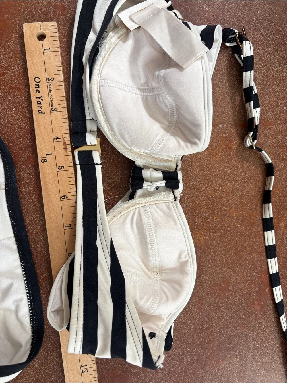 kate spade Black and White Striped Bandeau Bikini